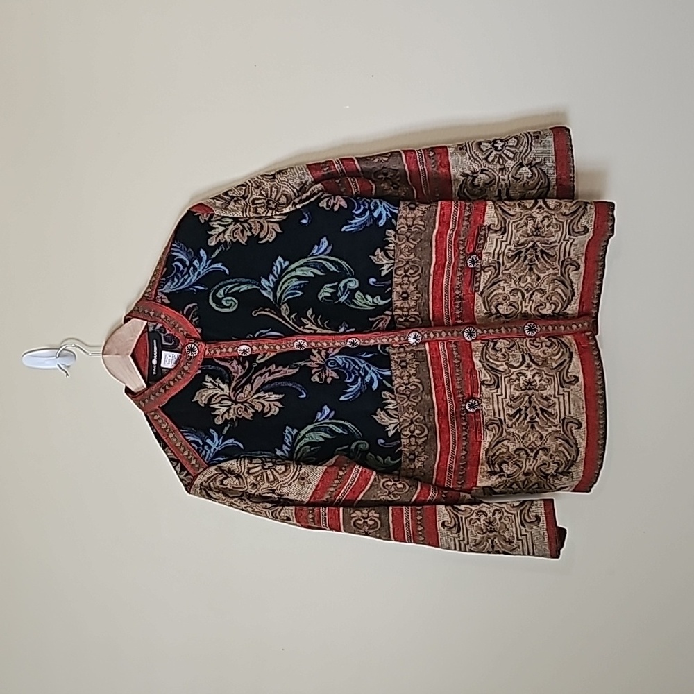 Sag Harbor Women's Vintage Tapestry Jacket Brocade Multicolor Sz 8